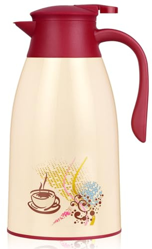 AceChef 40.5 Oz Thermal Coffee Carafe, Vacuum Insulated Glass Lined Coffee Thermal, 1.2Liter Tea Pot with Lid, Heat Retention for Coffee & Tea
