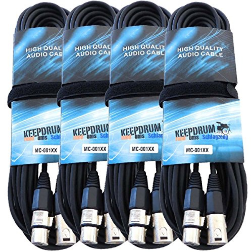 keepdrum Mikrofonkabel 15m XLR Male/XLR Female 4 Stück