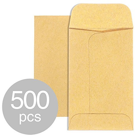 ACSTEP #1 Small Coin Envelopes 2-1/4 x 3-1/2, Kraft Mini Key Envelopes with Gummed Flap in Brown, Seed Packets Envelopes for Storing Seeds, Tip Envelope for Cash 500pcs