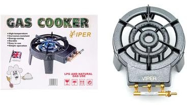 VIPER Triple LPG Gas Burner Heavy Duty Cast Iron Boiling Ring – 9kW Outdoor Camping Stove, Independent Flame Control, Catering Gas Cooker for Large Pots (100kg+ Capacity) – Propane & Butane Compatible