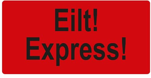 Warnetiketten 100 x 50 mm - Paket Aufkleber Eilt! Express! - 1.000 Versandaufkleber auf 1 Rolle(n), Papier selbstklebend