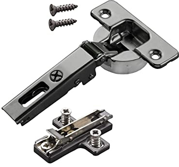 2 x Salice Topfband Serie 700 Titanium anthrazit mit Dämpfungssystem im Topf 110° T48 Eckanschlag inkl. Kreuz-Montageplatte Höhe 6 mm mit Exzenterverstellung Schrankscharnier von SO-TECH®