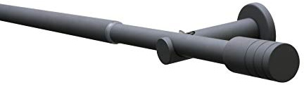 GARDINIA Gardinenstangen-Set Elba, Komplettgarnitur inkl. Befestigungsmaterial, Vorhangstange, Länge 190 - 340 cm, Metall, Steingrau