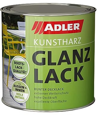 ADLER Kunstharz Glanzlack - RAL6002 Laubgrün 375 ml - Erstklassiger Lack glänzend, geruchsarm mit guter Wetter- und Vergilbungsbeständigkeit und hoher Deckkraft - Kunstharzlack in Bootslack Qualität