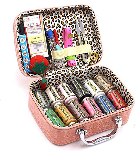 BILIEASY 51-teiliges Mini-Nähset für Erwachsene, Reise-Nähset für Erwachsene (Rosa)