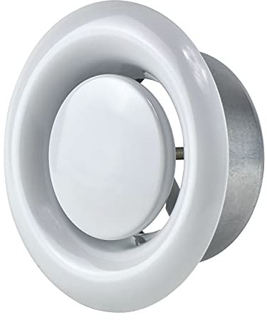 Steinberg14 White 100mm Air Exhaust Valve - 4 inch Extractor Fan Vent Cover - Round Adjustable Air Vent - Bathroom Diffuser - Wall Vent Cover - Ceiling Metal Ventilation Valve