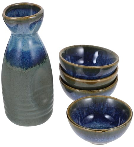 DOITOOL Set Da Sake Giapponese in Ceramica Pentola Per Sake Con 4 Tazze Tazza Da Servizio Per Per Casa Ristorante Casa Da Tè Regalo Per Festa
