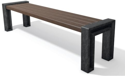 hanit® Hyde Park Gartenbank ohne Lehne | 165 x 46 x 48cm | schwarz-braun | Parkbank | wetterfest