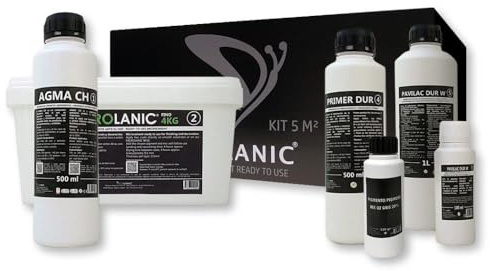 MICROLANIC – Mikrozement-Set, 5 m², gebrauchsfertig – glatte saugfähige Oberflächen, SAL – Mikrozement für Wände, Beschichtungen, Gipskarton, Farbe (dunkelelfenbeinfarben)