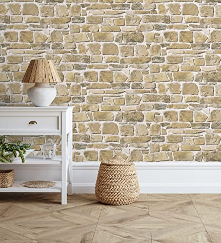GAULAN 421622 Papier peint vinyle lessivable mur imitation calcaire texturé pour mur salon chambre couloir salle à mange tête de lit hall d'entrée - Rouleaux de 10 m x 0,53 m