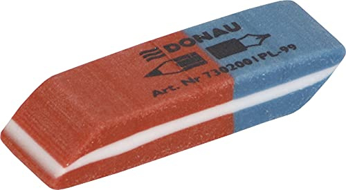 DONAU 7302001PL-99 Radiergummi / 80 Stück/Farbe: Blau/Rot/Radierer für Bleistifte und Kugelschreiber/aus Hochwertigem Kautschuk/Hergestellt Beideseitig Verwendbar/ 40 x 14 x 8 mm