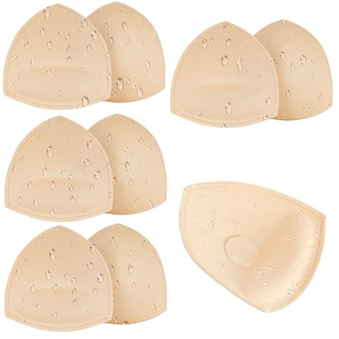 SERMICLE Wasserdichte Badeanzug-BH-Pad-Einsätze, 4 Paar, Push-up-BH-Pads genäht, gepolstert, für Bikini, Sport-BH A/B oder C/D, D/E Cup, Wasserdichtes, beige-dickes Design, A/B Körbchengröße