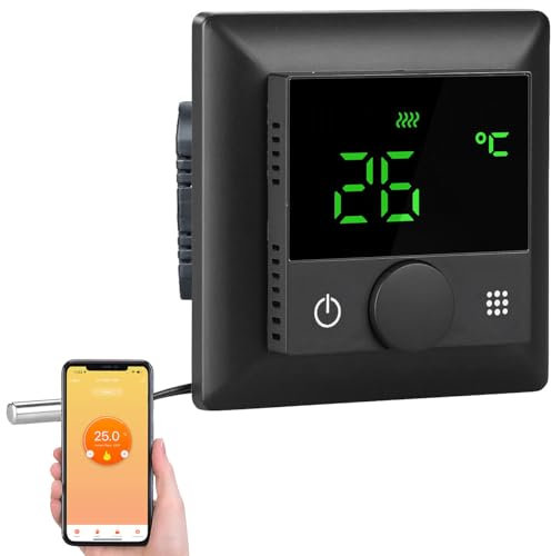 revolt Alexa-Thermostat Heizung: WLAN-Fußbodenheizungs-Thermostat mit Sprachsteuerung und App, schwarz (Smart Fußbodenheizung, Regelung WLAN, Infrarotheizung)