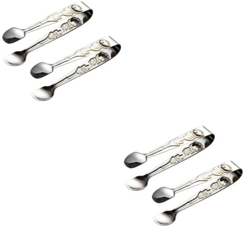 PRETYZOOM 4pcs Stainless Steel Ice Cube Holders Bread Clip Cookie Clamps Heat Resistant Food Gripper for Home Restaurant