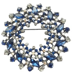 lordies Brosche Anstecknadel Pin Kranz Strass Silber - Blau
