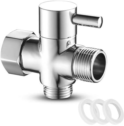 MUMENG Shower Diverter Valve,G1/2 Brass Shower Splitter Shower Valve with Rubber Washer,3-Way T Adapter Valve for Hand Held Showerhead,Fixed Spray Head,Handheld Toilet Nozzles,Chrome