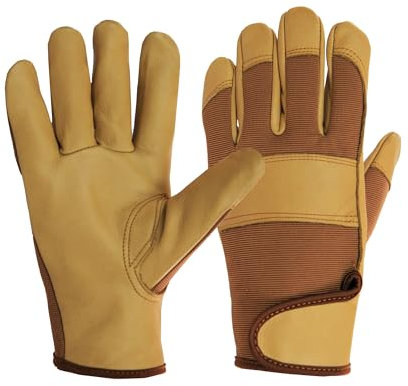 NBLEAGLO Gartenhandschuhe aus Leder für Damen und Herren Handschuhe Garten Arbeitshandschuhe (Large)