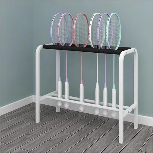 Vnook Badmintonschläger-Aufbewahrungsregal, Eigenständiges, Bodenstehendes Kindergartenschul-Badmintonschläger-Präsentationsregal for Stadion/Schule/Feld/Garten (Color : White)