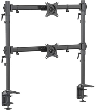 HFTEK - Dual Monitor Halterung für 2 monitore 15-34 Zoll Curved Bildschirme 12kg pro arm Monitor Mount Höhenverstellbar Neigbar Schwenkbar 360° Drehbar VESA 75 100 - MS222C-N Individuell umrüstbar