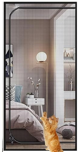 Cat Screen Katzennetz Für Balkon 95 cm X 205 cm, Haustiere Bildschirm Tür, Verhindern, DASS Katzen Aus Laufen, Katze Mesh Tür Bildschirm Für Wohnzimmer, Schlafzimmer, Küche(90x210cm)