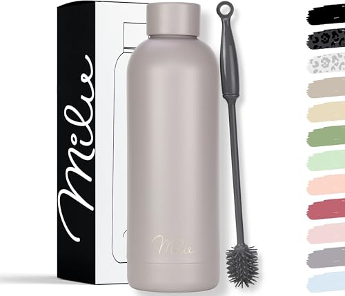Milu Thermosflasche 750ml Isolierte Edelstahl Thermo Trinkflasche Thermoskanne Auslaufsichere Isolierflasche doppelwandig - Kohlensäure geeignet – inkl. Reinigungsbürste (Taupe Grau, 750ml)