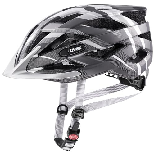 uvex air wing cc - lätt allroundhjälm för kvinnor och män - individuell justerbar passform - utbyggbar med LED-ljus - black-silver matt - 56-60 cm