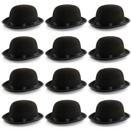 Schwarzer Bowler-Hut für Erwachsene, 3–58 cm, Filz-Bowler-Hut – viktorianisches Kostüm für Herren und Damen
