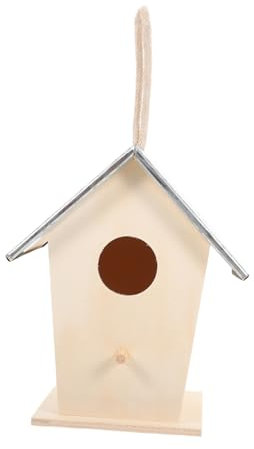 BESPORTBLE Sturdy Metal Reinforced Birdhouse Bird Nest Outdoor Garden Decor Wooden Bird House