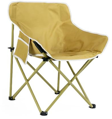 PLHBVDFWE Tragbarer Campingstuhl, klappbarer Strandstuhl für den Außenbereich mit Anti-Sink-Rückenstütze mit großen Füßen, ultraleichter, kompakter Campinghocker für Camping und Angeln, Gelb