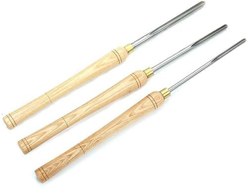 Ciseau tournant HSS 3 pièces Gouge à bol de tournage sur bois, Gouge à broche en acier rapide HSS 1/4 et 3/8 et 1/2 pouce, outil de tournage de tour à bois for débutants