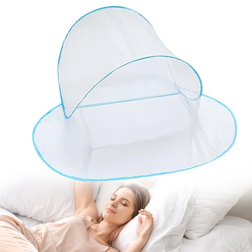 LEKEFETO Mini Faltbares Moskitonetz, Ultraleichtes Moskitonetz Pop Up, Tragbar Mini-Moskitonetzbett, für Bettwäsche, Camping, Reisen, Terrasse, Einfache und Schnelle Installation - 140 x 80 x 56 cm