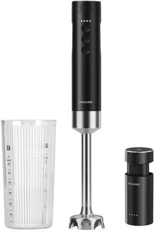 ZWILLING XTEND Kabelloser Stabmixer, Starterset mit Akku & Ladestation, BLDC-Motor, 110 Watt, inkl. Mixbecher, schwarz