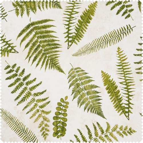 VBS Marktplatz Dekostoff Leinenoptik Farn Motivstoff Meterware Breite 140 cm Motivgröße 13.5-25 cm Pflanzen