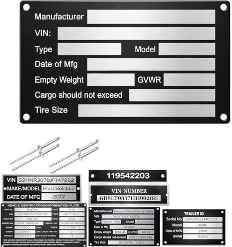 Vin Plates for Trailers, Vin Plate,Blank Aluminum Vin Plate Replacement,Trailer Vin Plate Replacement,Vin Tag,Vin Number Plate Replacement!