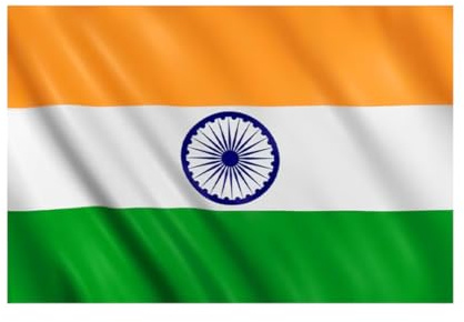 Drapeau de l'Inde – 1,5 x 0,9 m – Drapeau extérieur et intérieur en polyester avec œillets en laiton – Résistant à la décoloration – Bords doubles – Bannière patriotique pour la maison, les événements
