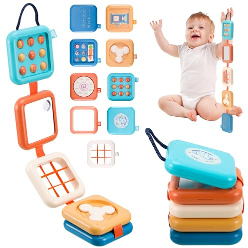 worahroe Cube d'activité bébé, Montessori Busy Board Jouet pour bébé à partir de 1 an, Cube de motricité 8 en 1, Jouet sensoriel, Jouet de Voyage, pour Tout-Petits, garçons et Filles, 1, 2, 3 Ans