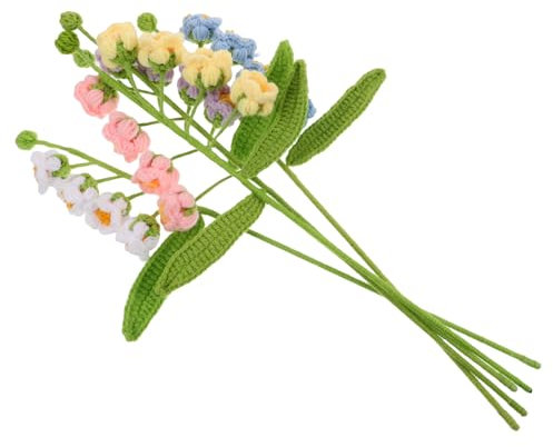 CVUTOVO 5pezzi Fiori Artificiali Di Giglio Lavorati Maglia Verdi Fatti Mano Decorazioni Realistiche Per e Feste Bouquet Finto e Facile Da Mantenere