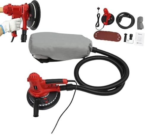 1200W Electric Vacuum Drywall Sander, Handheld Walls Plaster Ceiling Sanders Portable Polishing Machine, Variable Speed1200-2500r/min Wall-Sander with Automatic Vacuum Dust Collection Systm