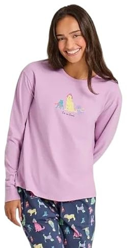 Life is Good. Women's Warm Winter Dogs Long Sleeve Snuggle Up Sleep Tee, Violet Purple, Small