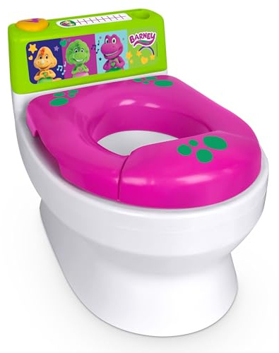 Barney Potty Trainer, Floor Potty Chair with Sounds, Removable Toilet Topper, Tracking Chart & Storage for Toddler Potty Training