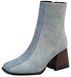 Stivali Senza Tacco Donna Stivali Texani Donna Neri Moda Lunghi con Cerniera E Lacci sotto con Motivo Stampato Impermeabili di Texani Stivaletti da Gambale XXL