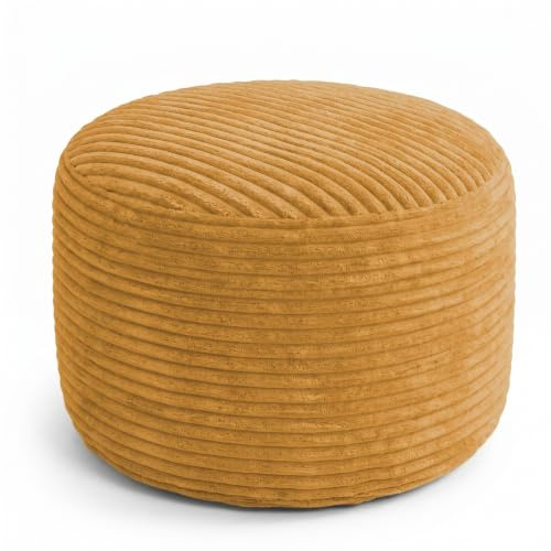 bananair - Repose Pieds Salon - Housse Lavable, Remplissage Mousse - Tabouret Pouf Élégant, Ottoman Pouf Rond Doux & Confortable (50x30 cm, Jaune Moutarde)