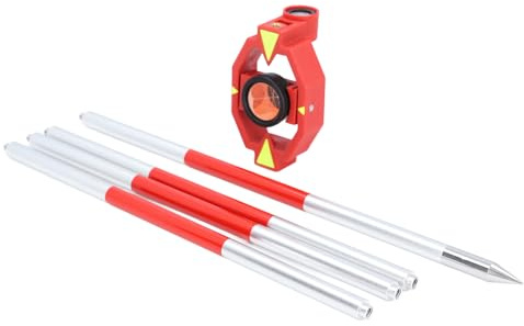 Eujgoov Total Station Surveying Prism Mini Pole Kit, K9 Optical Glass, Accurate Land Measurement with 4 Poles for Applications