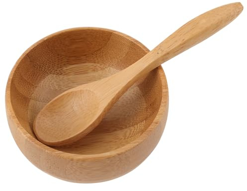 Zerodeko Bamboo Stirring Rod and Mixing Face Mask Bowl for Skin Care DIY Natural Eco-friendly Bamboo Utensils with Polished Grip for Blending Beauty Products and Hair Colors at Home