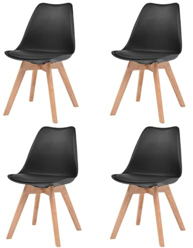 Frdhee Bürostühle Esszimmerstuhl Armlehnstuhl,Esszimmerstühle 4 STK. Schwarz Kunststoff,Für Esszimmer Wohnzimmer Küche,Einfach Zu Warten