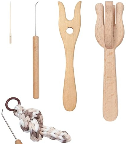 Set di forchette per Maglieria in Legno – Include Strumenti a forchetta e Aghi, Set di Fai da Te per lavori a Maglia, Design Leggero, Portatile, creativi | Regalo per Appassionati di