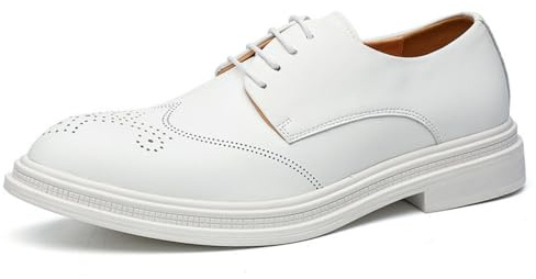 Hixingo Zapatos de Vestir Hombre Sin Cordones, 38-48 EU Zapatos de Cuero Modernos Zapatillas Vestir Hombre Verano Antideslizante Suela de Goma para Negocios, Bodas (Blanca,43)