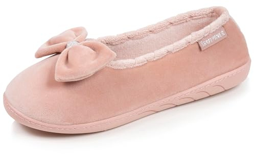 Isotoner - Zapatillas zapatillas de bailarinas para mujer, microterciopelo, suela ergonómica de espuma con memoria, EU,, color rosa, 39 EU