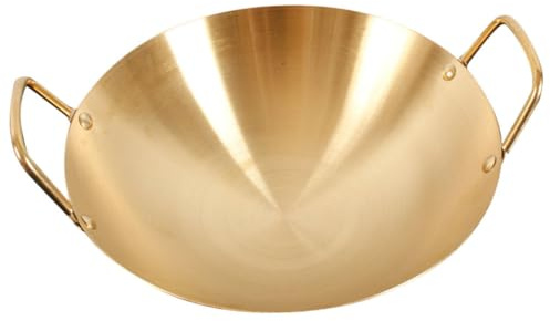 Roleader Stainless Steel Golden Ramen Pot with Double Handles, Fast Heating and Lighter Design, Suitable for Seafood Making and Hot Pot Restaurants, Classic Vintage Style Cookware