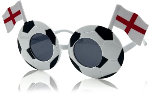 JINGRUI 2026 England Football Glasses World Cup with St. George's Flag Design, England Soccer Sunglasses St.George's Accessories Merchandisec Fancy Dress Novelty Eyewear for Football Fans Kids Adult